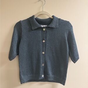 Zara Textured Knit Sweater in Blue